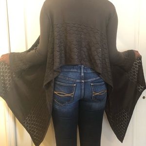 Brown Shawl/Wrap Sweater